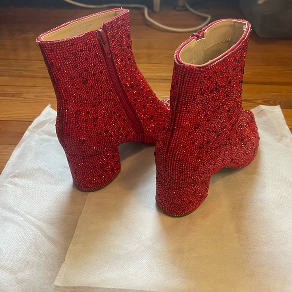 Betsey Johnson Sparkling Red Ankle Booties - Picture 6 of 9